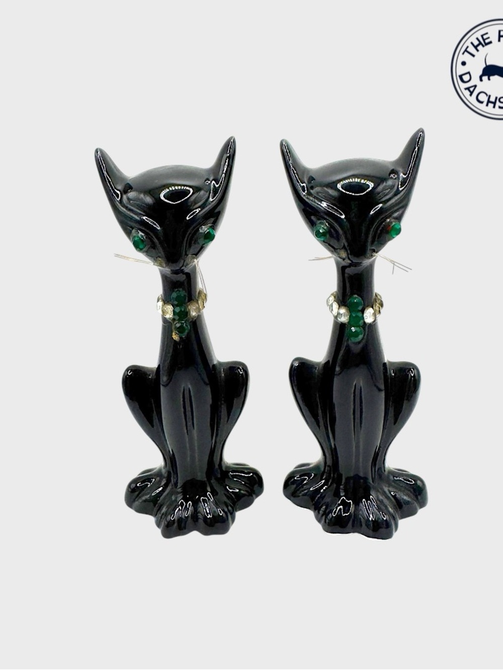 Very Rare Black Ceramic Cat Shakers